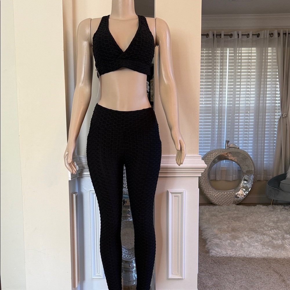 Black Textured Two-Piece Set